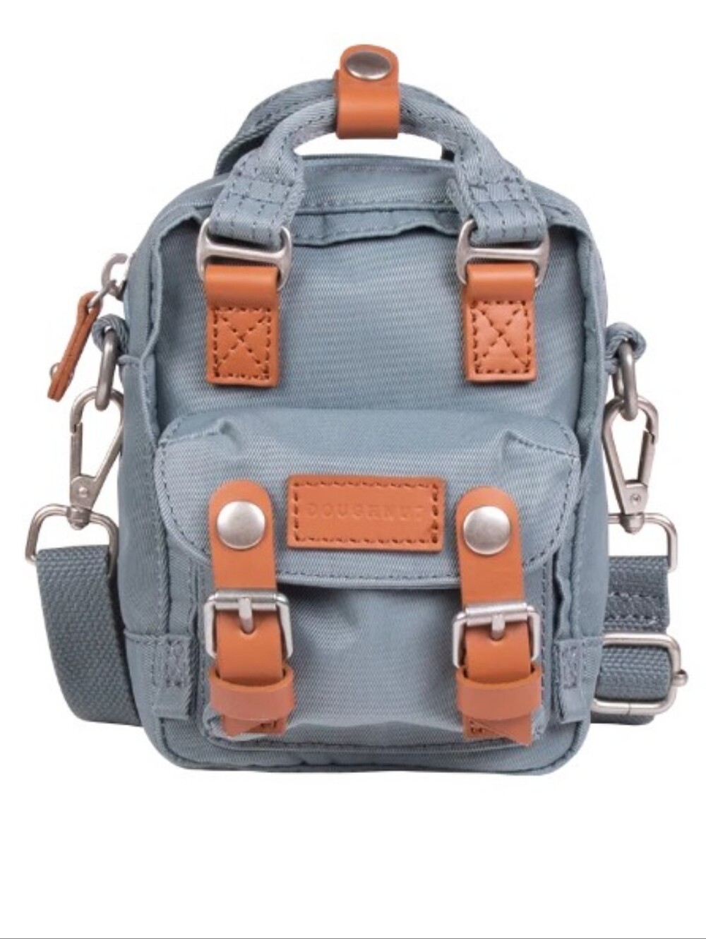 Doughnut Macaroon Tiny Earth Tone Series Crossbody Bag Washed Denim